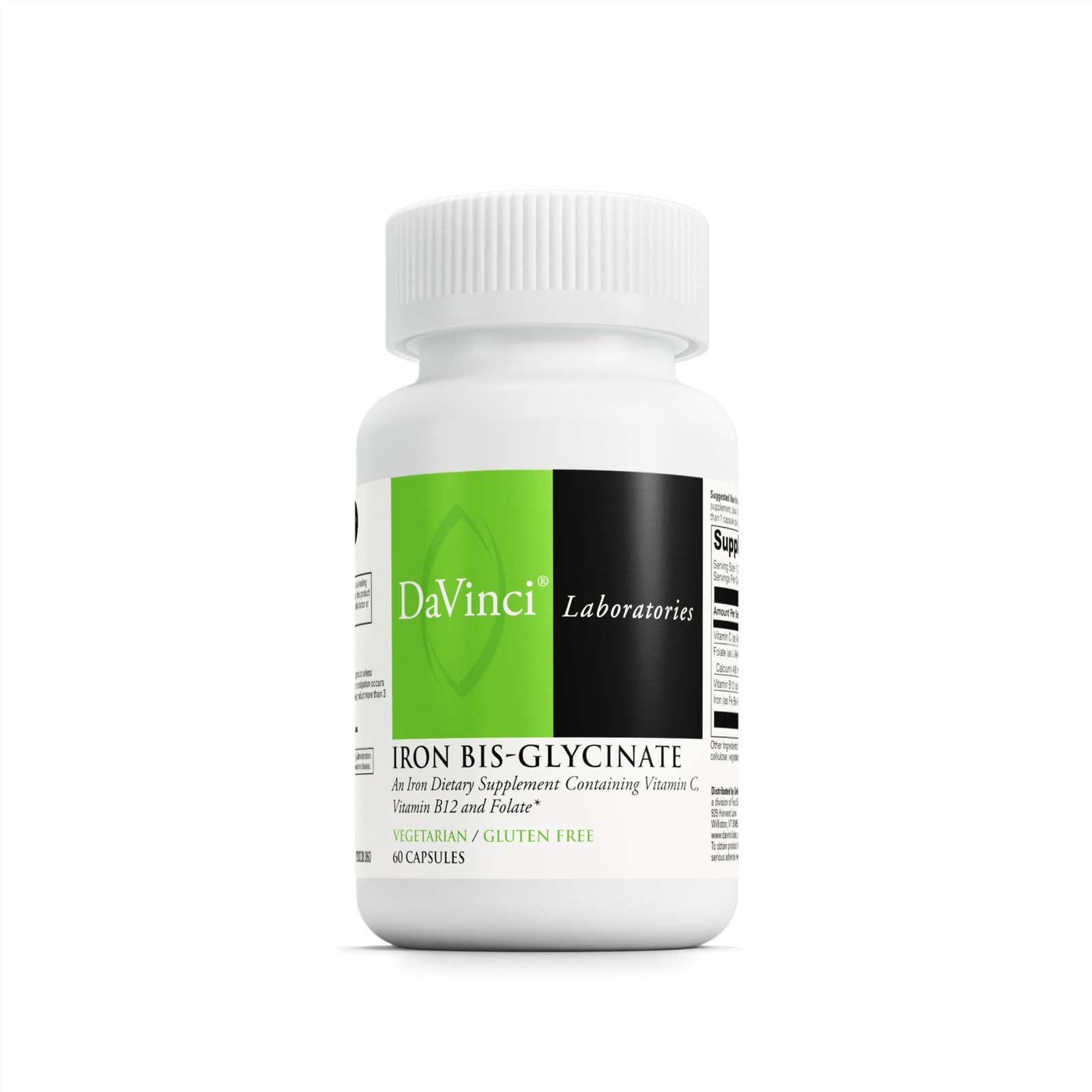 DAVINCI Labs Iron Bis-Glycinate – Gentle Iron Supplement for Women Men – Help