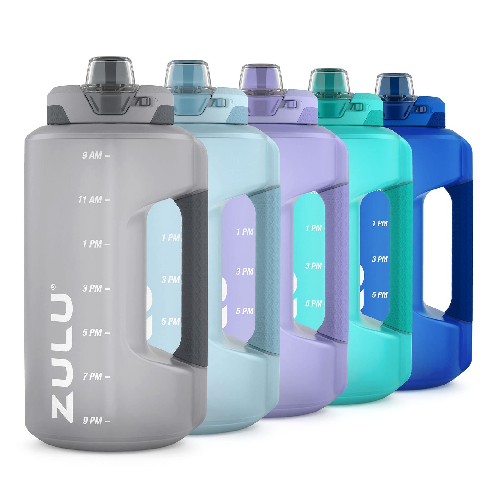 ZULU Goals 64oz Half Gallon Plastic Water Bottle with Straw 64 Ounces, Grey