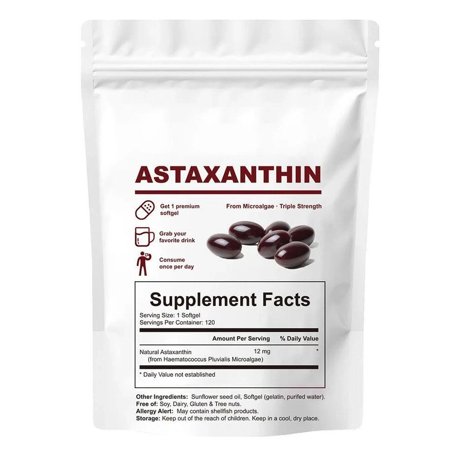 Astaxanthin 12mg Antioxidant Supplements latest Microalgae Eye Joint Skin Health