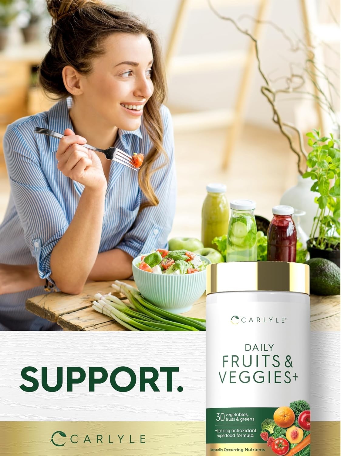 Non-GMO Gluten Free Supplement – 250 Capsules of Fruits & Vegetables