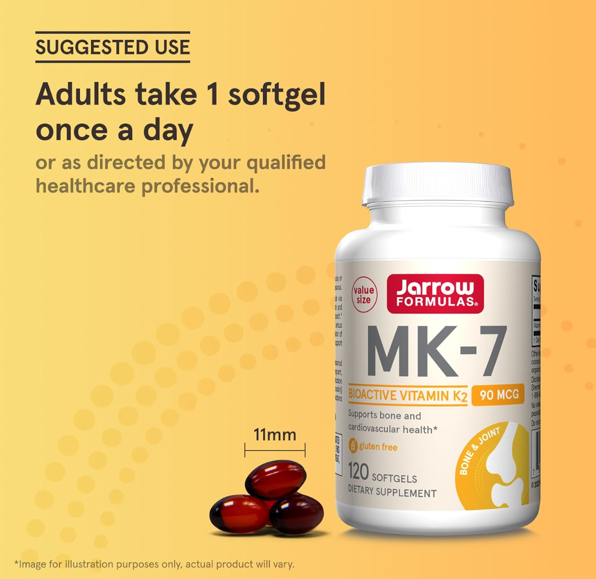 Jarrow Formulas Mk7 Promotes Bone Health Soft Gels Capsules, 90mg – 120 Count