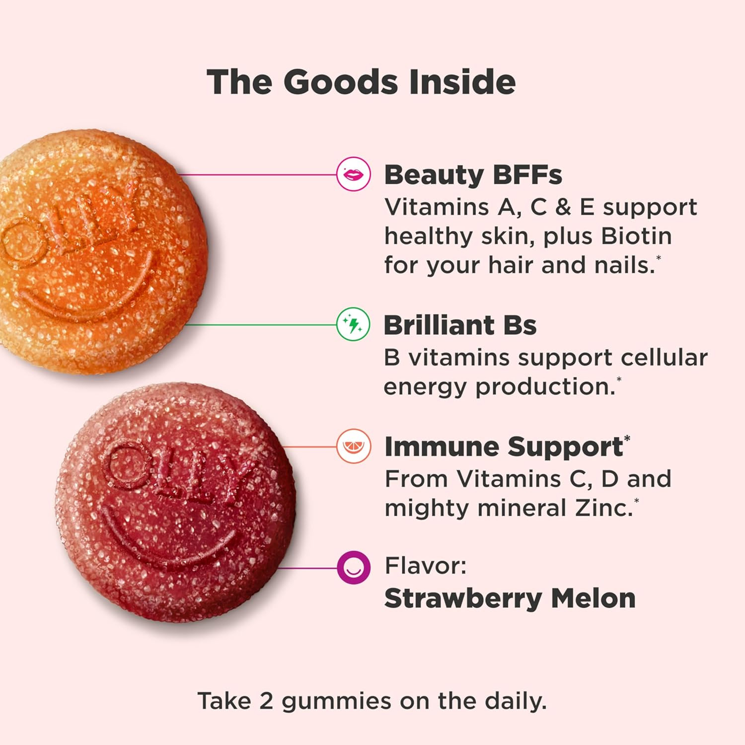 Olly Teen Girl Multi Gummy, Healthy Skin and Immune Support, 15 Essential Vitami