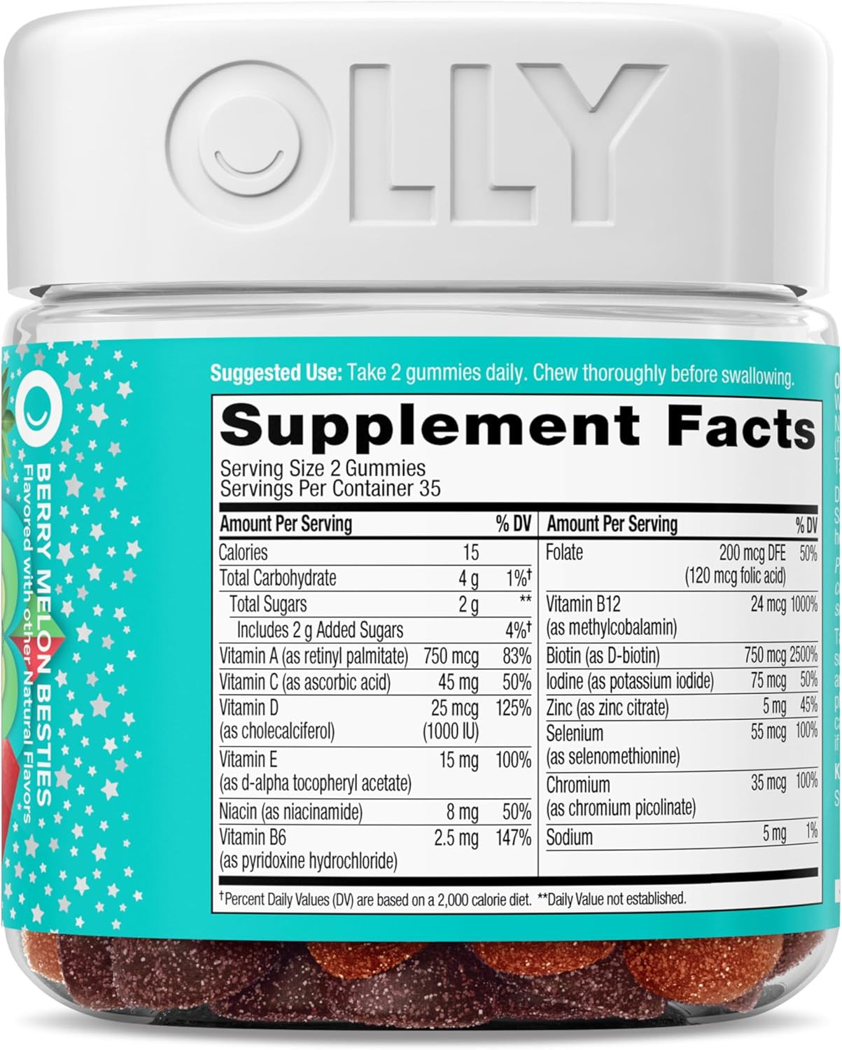 Olly Teen Girl Multi Gummy, Healthy Skin and Immune Support, 15 Essential Vitami