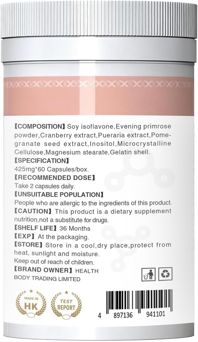 Soy Isoflavones Capsules, Menopause Supplement for Women, Gluten Free, Hot Fl…