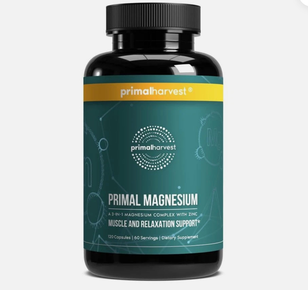 Primal Harvest Magnesium 310mg – Glycinate, Citrate, Malate Plus Zinc, 120 Capsu
