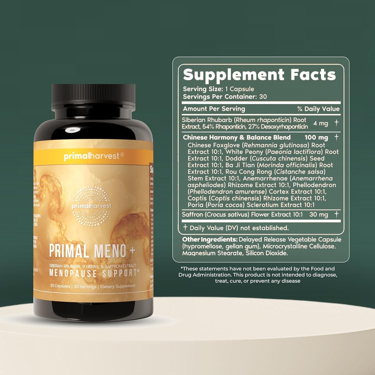 Primal Harvest Meno+ Menopause Support 30 Capsules Saffron Mood Women