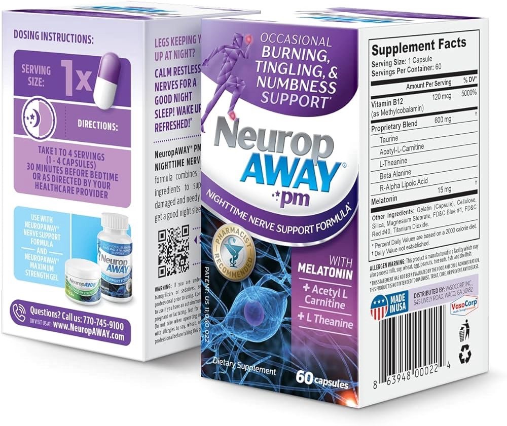 Neurop Away PM Nighttime Nerve Support Formula, 60-Caps, EXP 10/28