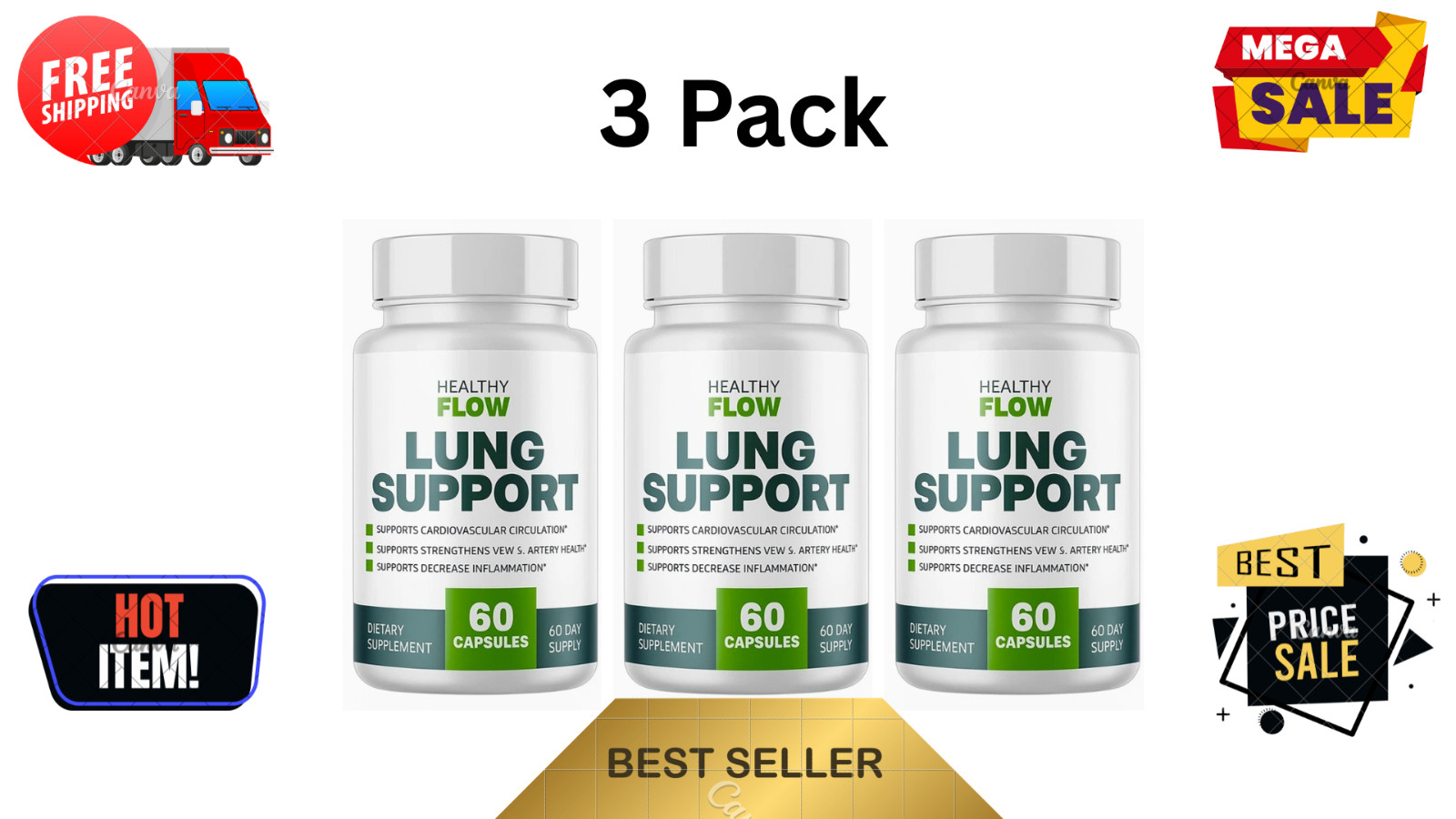 Healthy Flow Lung Support Formula – 60 Capsules Pack of 3