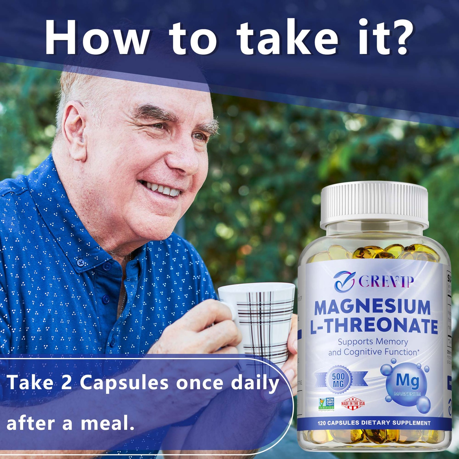 Magnesium L-threonate 500mg – Nootropic Brain Booster, Memory, Relieve Stress