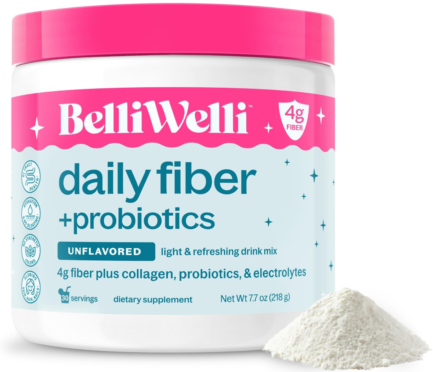 Unflavored Daily Fiber Supplement with Collagen & Probiotics 10.69 Ounce