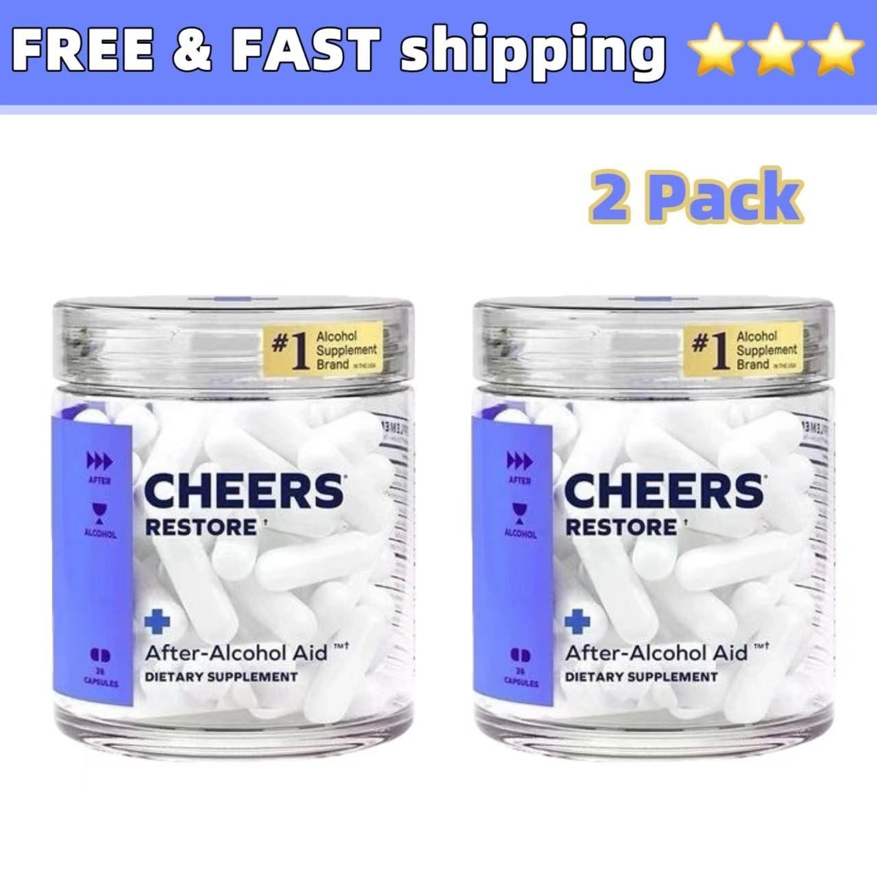 2X Cheers Restore Supplement w DHM + L-Cysteine After-alcohol Aid Support Live