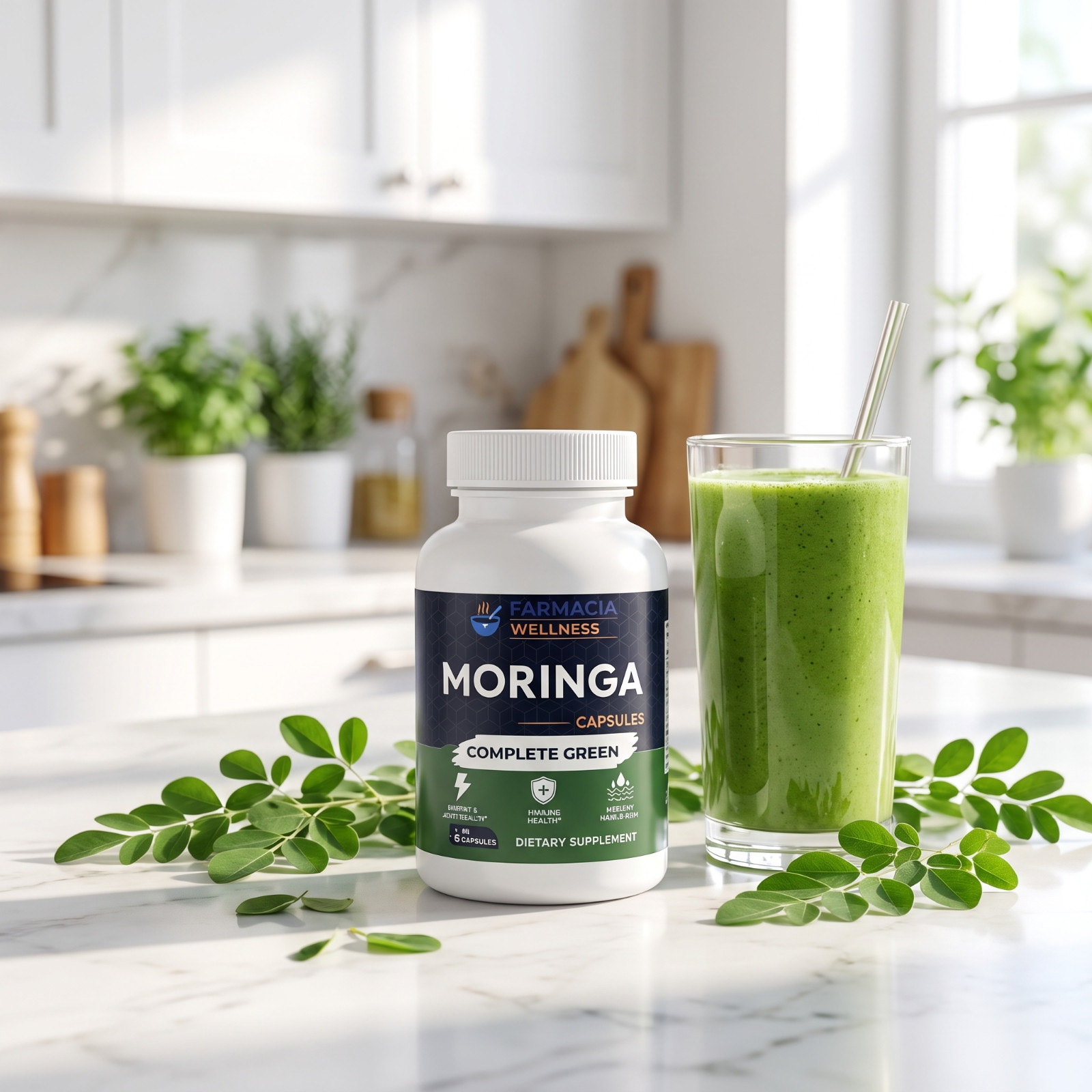 Farmacia Wellness Moringa 60 Capsules Complete Green Superfood Energy Immune