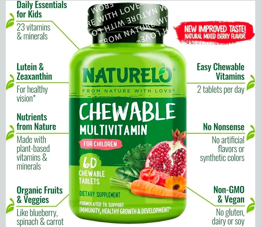 NATURELO Chewable Vitamin for Kids Multivitamin with Whole Food Organic EXP 8/27