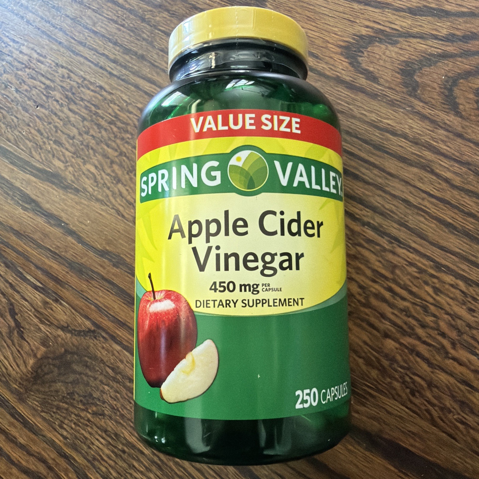 Spring Valley Apple Cider Vinegar Capsules 450mg 250 Count 03/2027. New Sealed