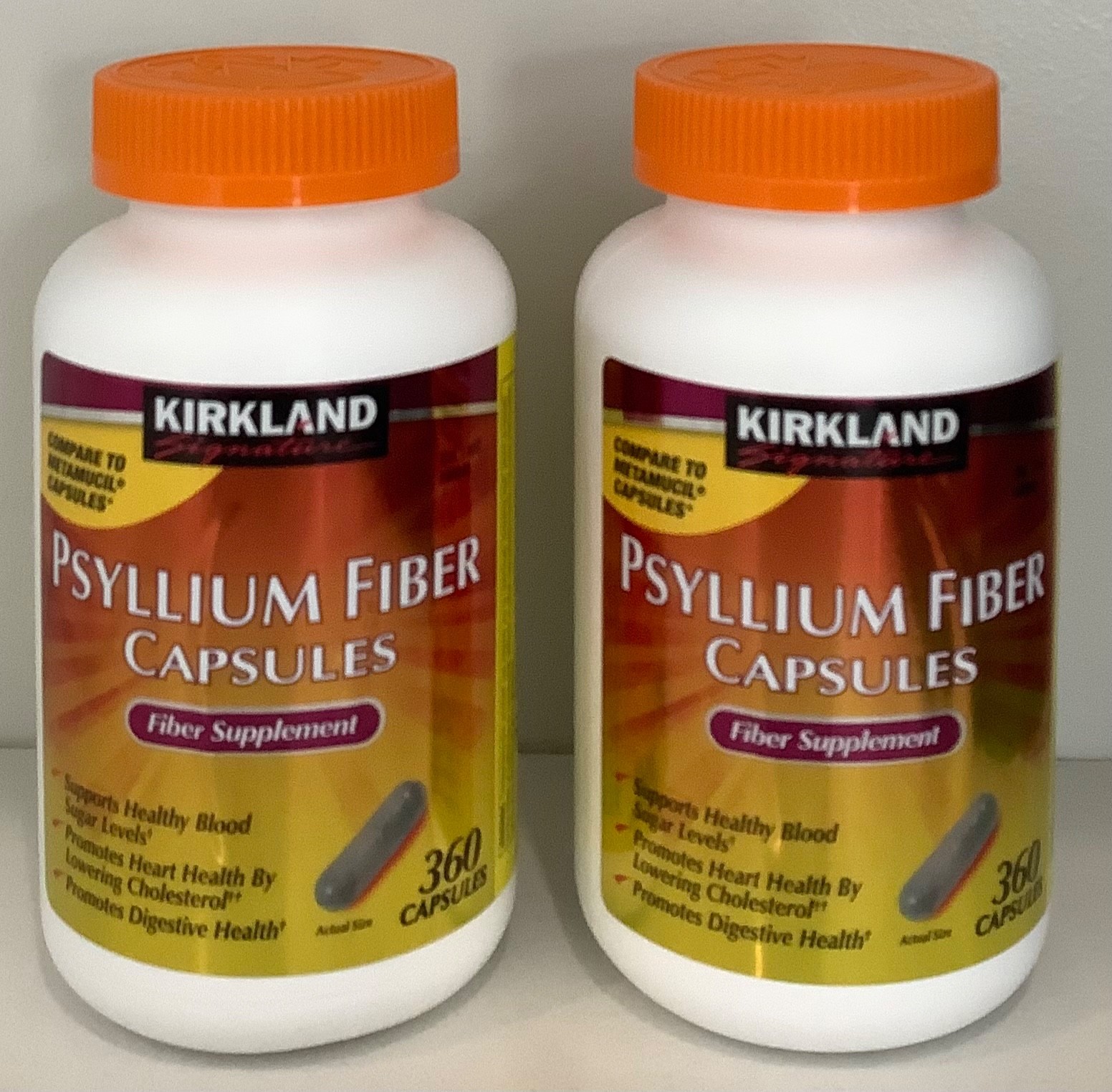 Kirkland Signature Psyllium Fiber Capsules, 2X360 Capsules Each Bottle EXP 08/28