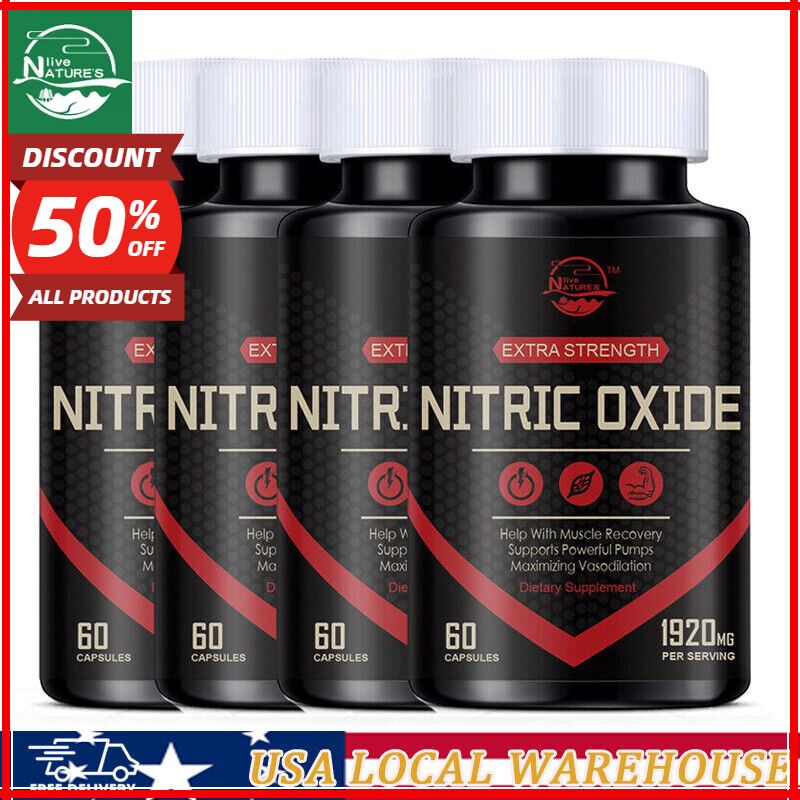 Nitric Oxide Booster, L-Arginine L-Citrulline 1920mg Highest Potency 1/2/4Packs