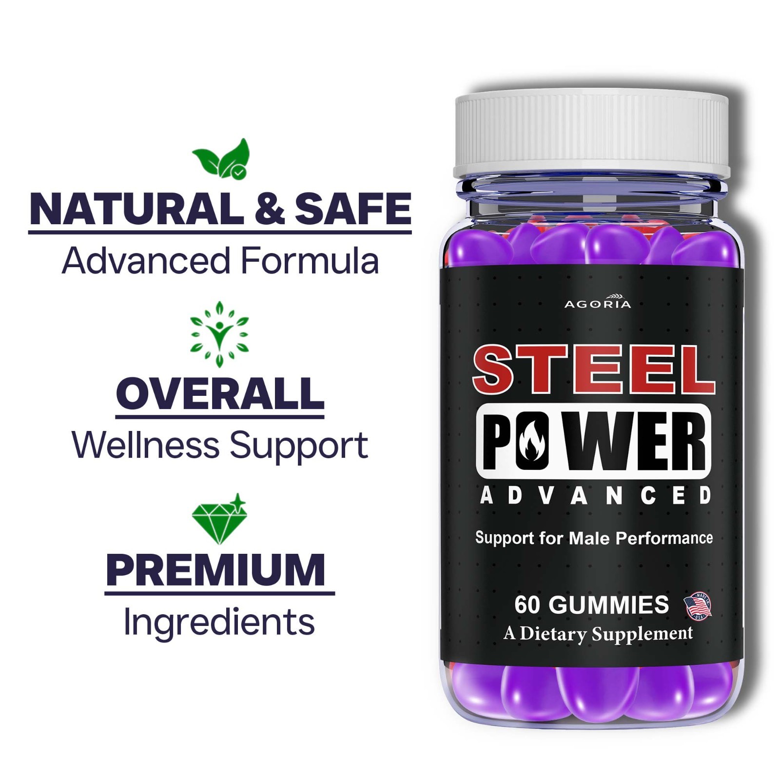 (3 Pack) Steel Power Gummies for Men Performance , SteelPower Supplement Gummies