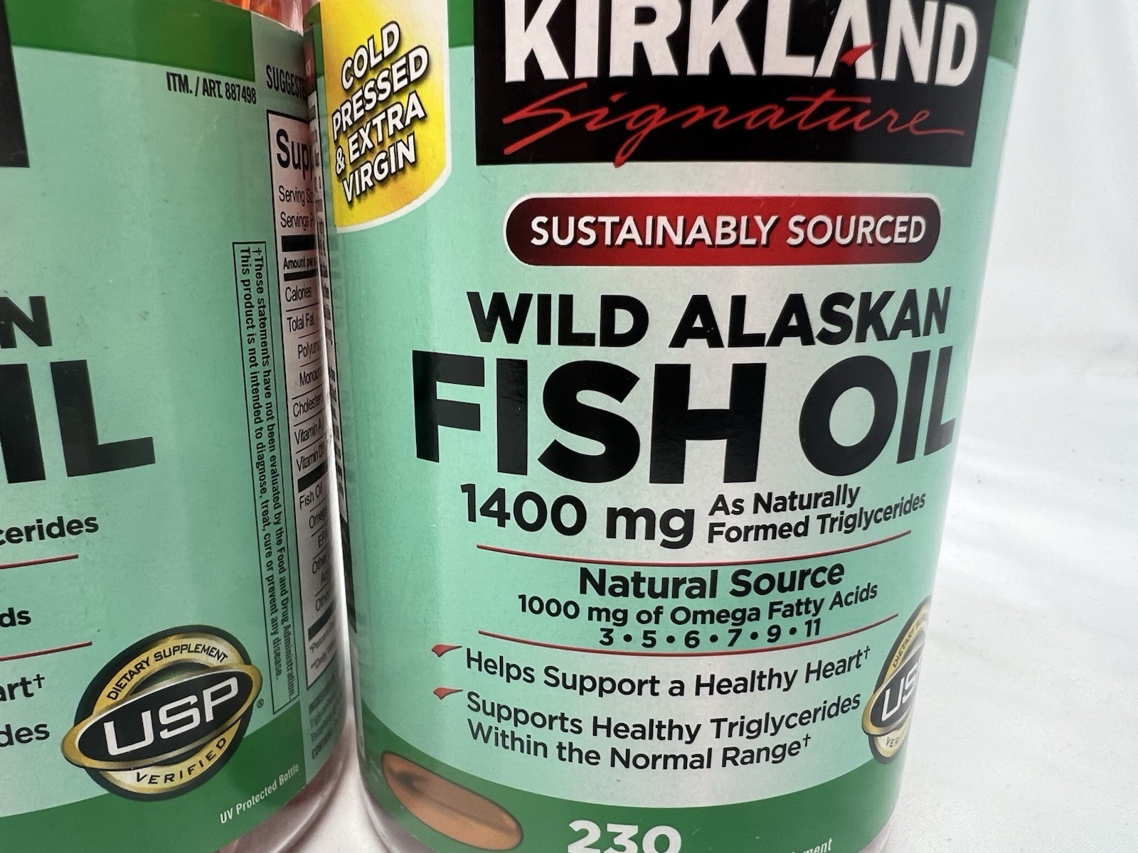 Kirkland Signature Wild Alaskan Fish Oil 1400mg 230 (2pack) 460 Softgels 2 botls