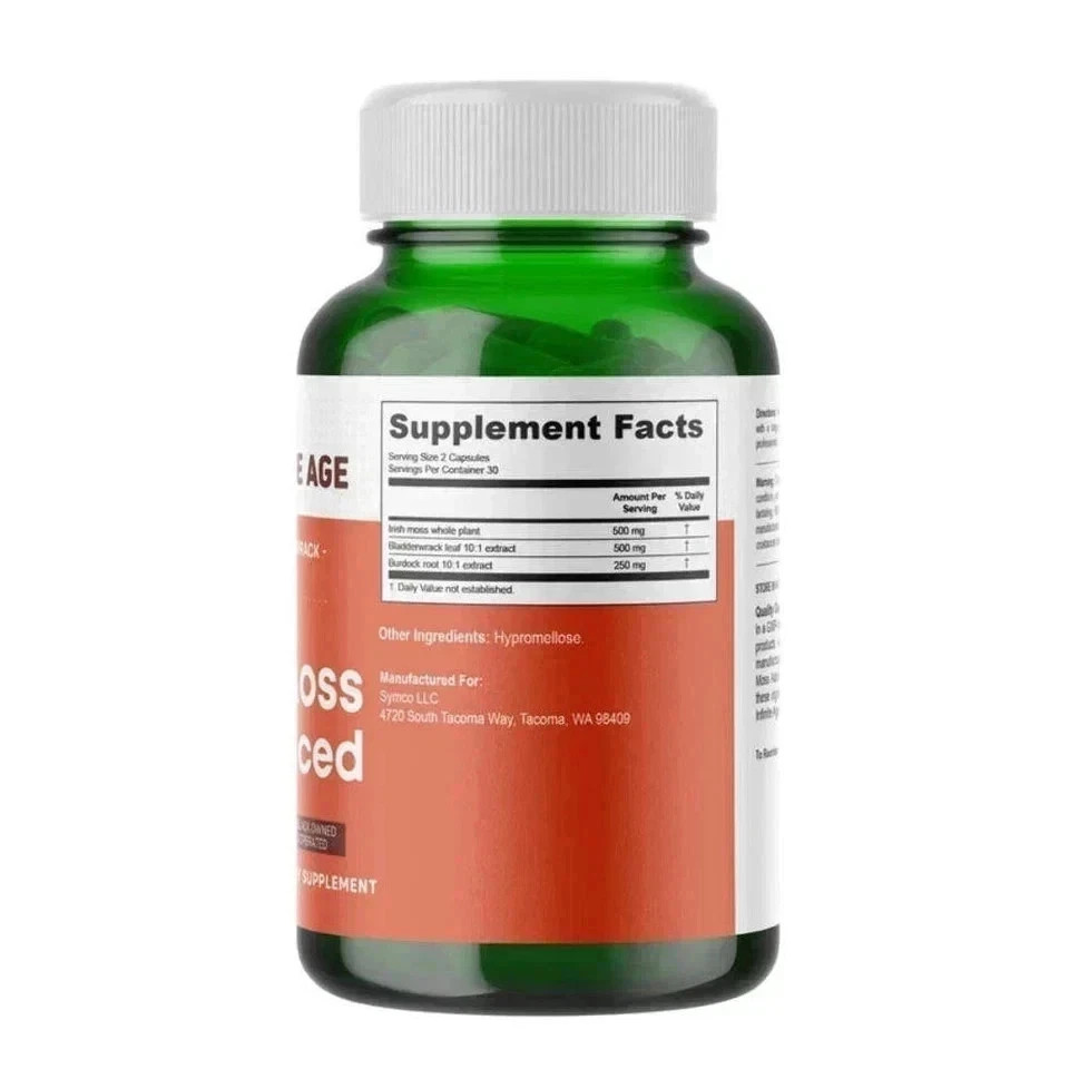 INFINITE AGE 1250mg Sea Moss Advanced Superfood, High-Potency, Vegan – 60 Count
