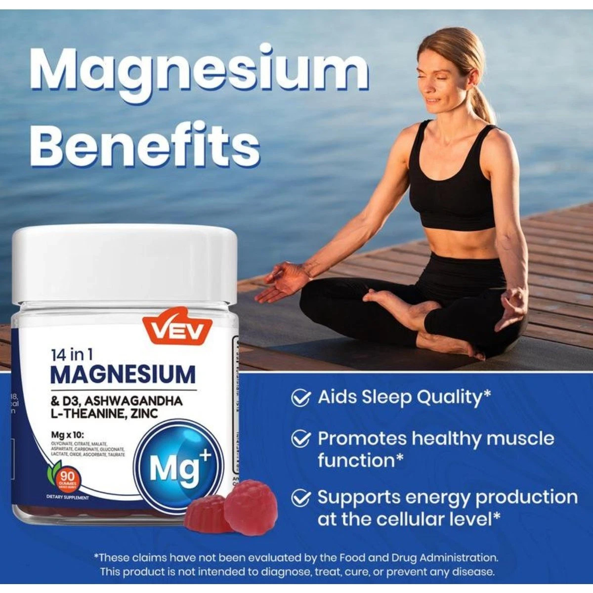 3PACK Magnesium Gummies 14-in-1 by VEV for Relaxation & Sleep
