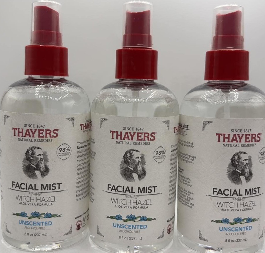 3PK Thayers Facial Mist Witch Hazel With Aloe Vera ~ 8 FL OZ EA~ Unscented ~ NEW