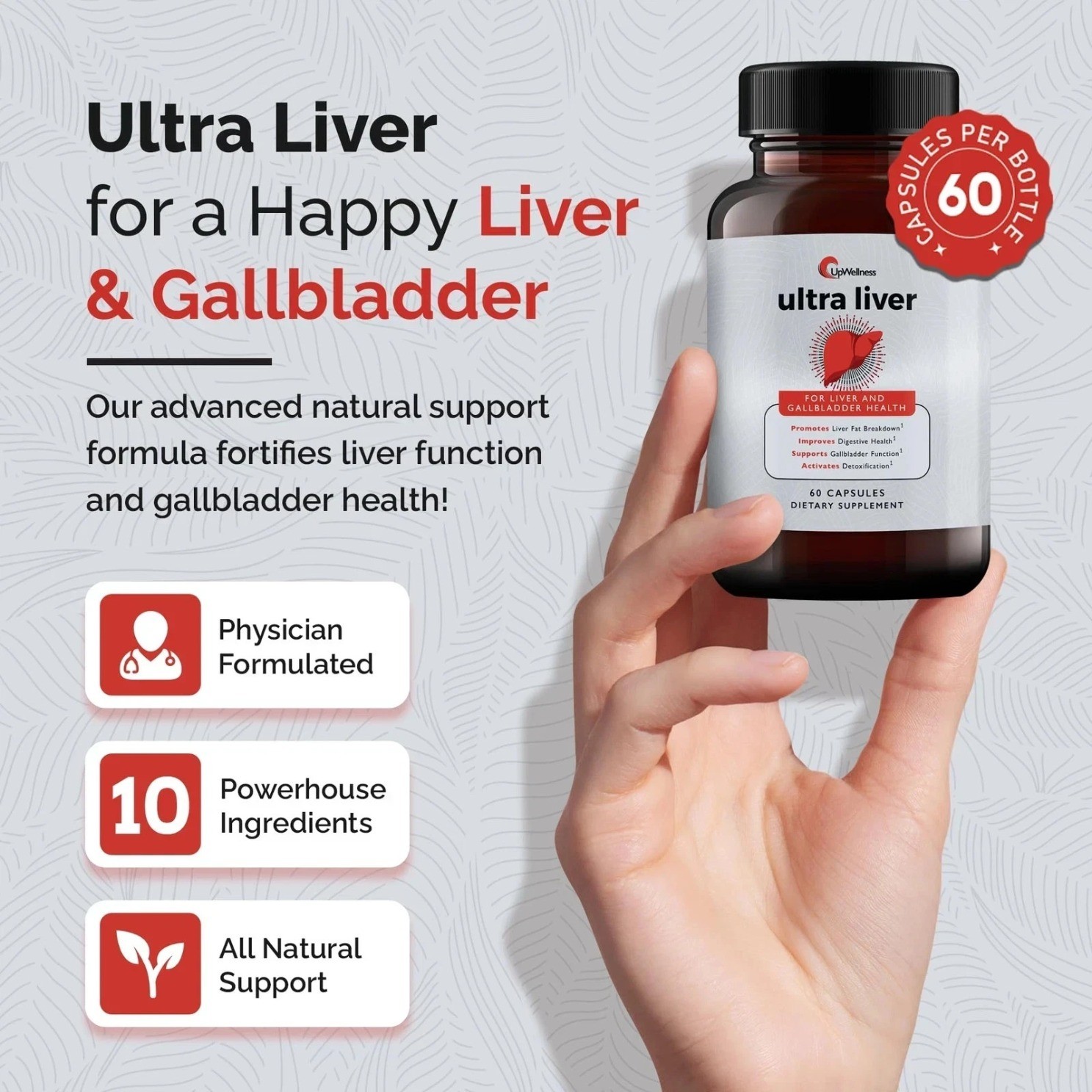 UpWellness Ultra Liver Supplement for Liver Health Gallbladder Aid sealed