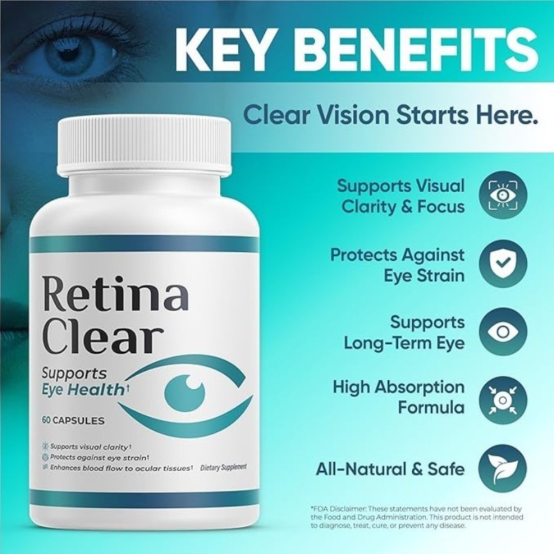 Retina Clear Vision Supports Supplement – Eye Wellness Formula featuring Lutein