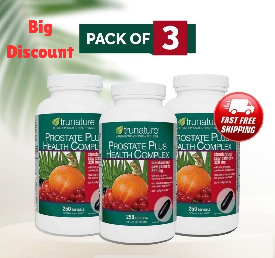 Pack of 3 Trunature Prostate Plus Health Complex 250 Softgels – Saw Palmetto