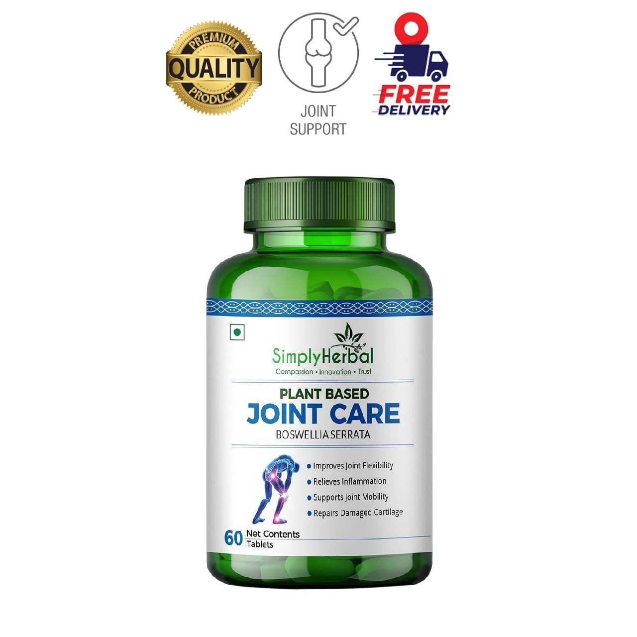 S.imply Herbal Plant Joint Care Support Tablets 60 Count