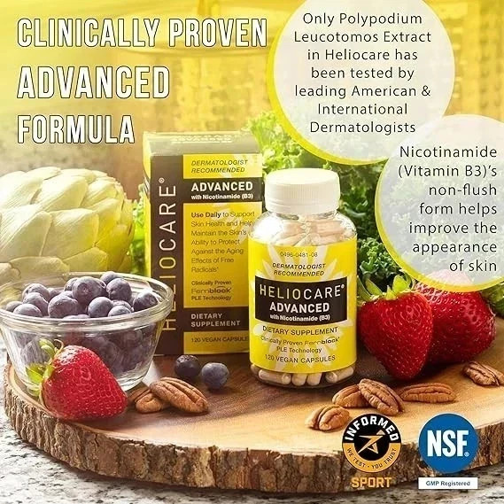 2 Packs Heliocare Advanced Nicotinamide B3 Skin Health 120 Capsules Exp: 07/2027