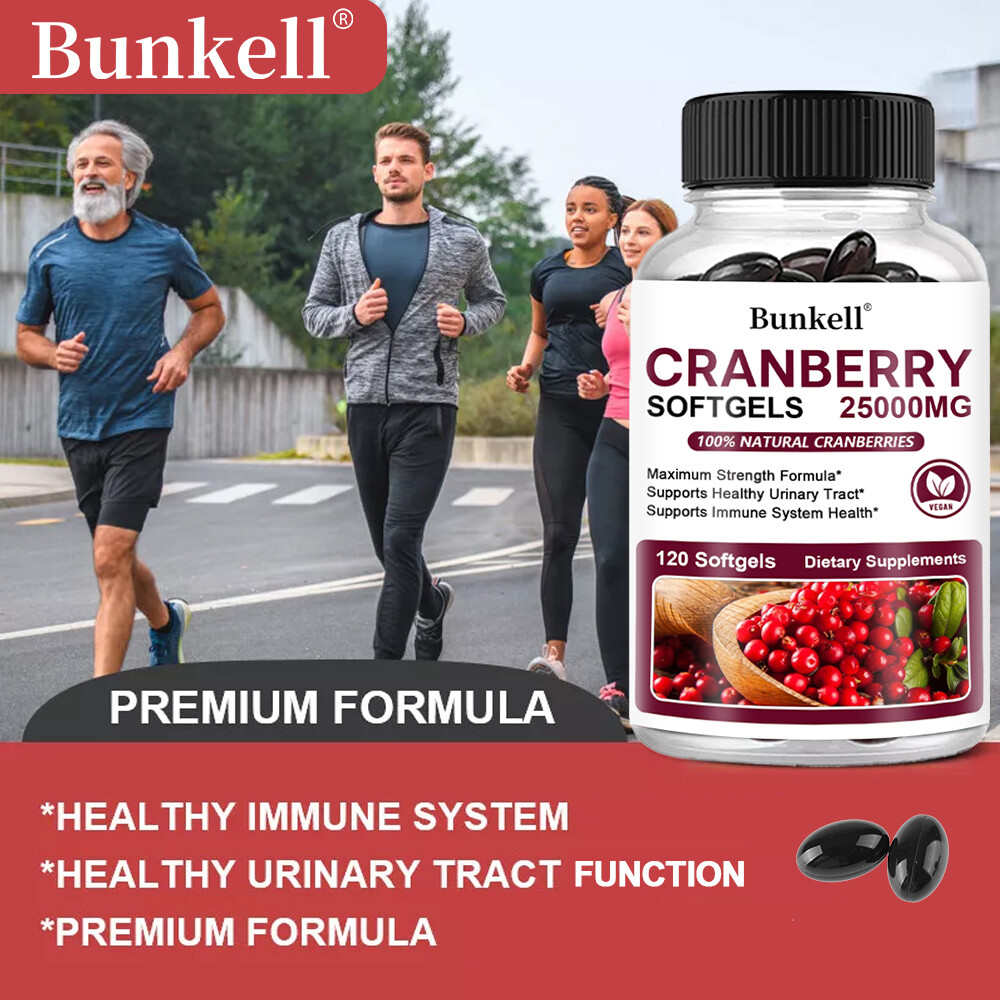 Cranberry 25000mg Fruit Extract with Vitamin C Softgels 120 Capsules