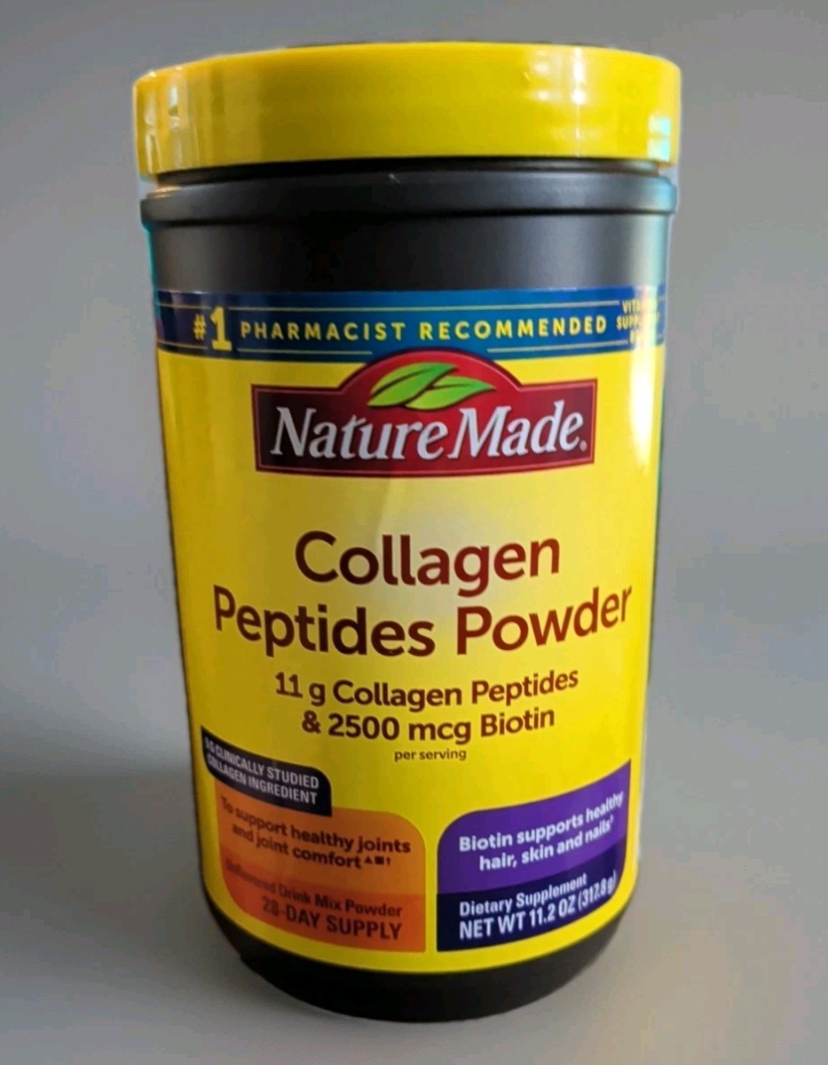 Nature Made Collagen Peptides Powder Biotin Sugar Free 11.2 oz Exp 3/2027