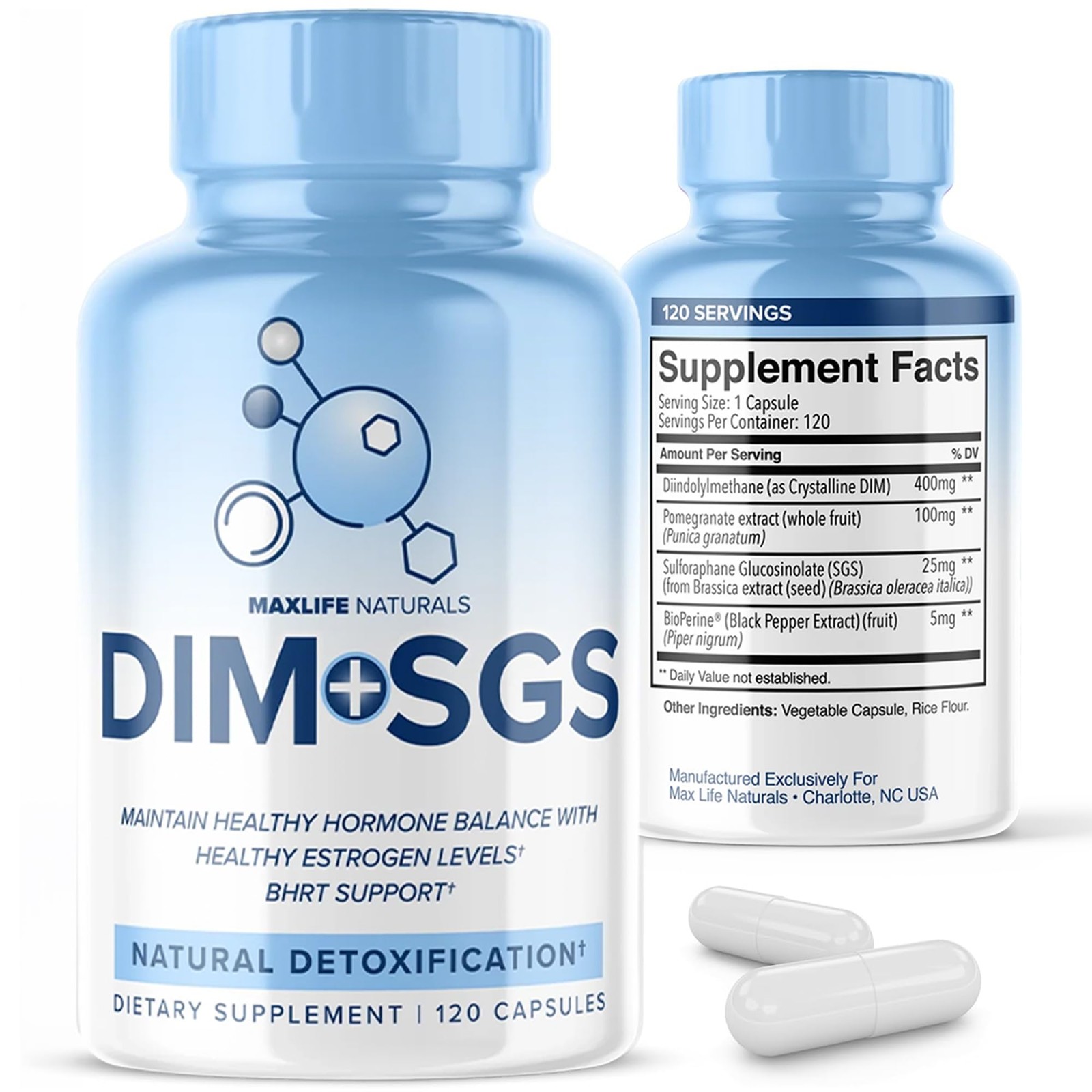 DIM+SGS with Detox Support – 120 Made in USA, Estrogen Support for Women with…