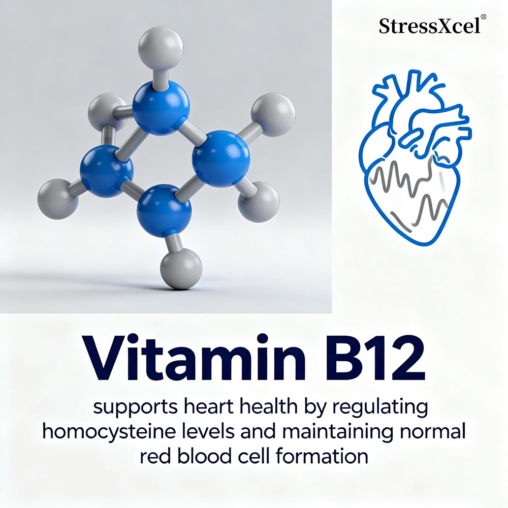 StressXcel L-Methylfolate 5-MTHF 15 mg Active B9 Plus Methyl B12 120 Servings