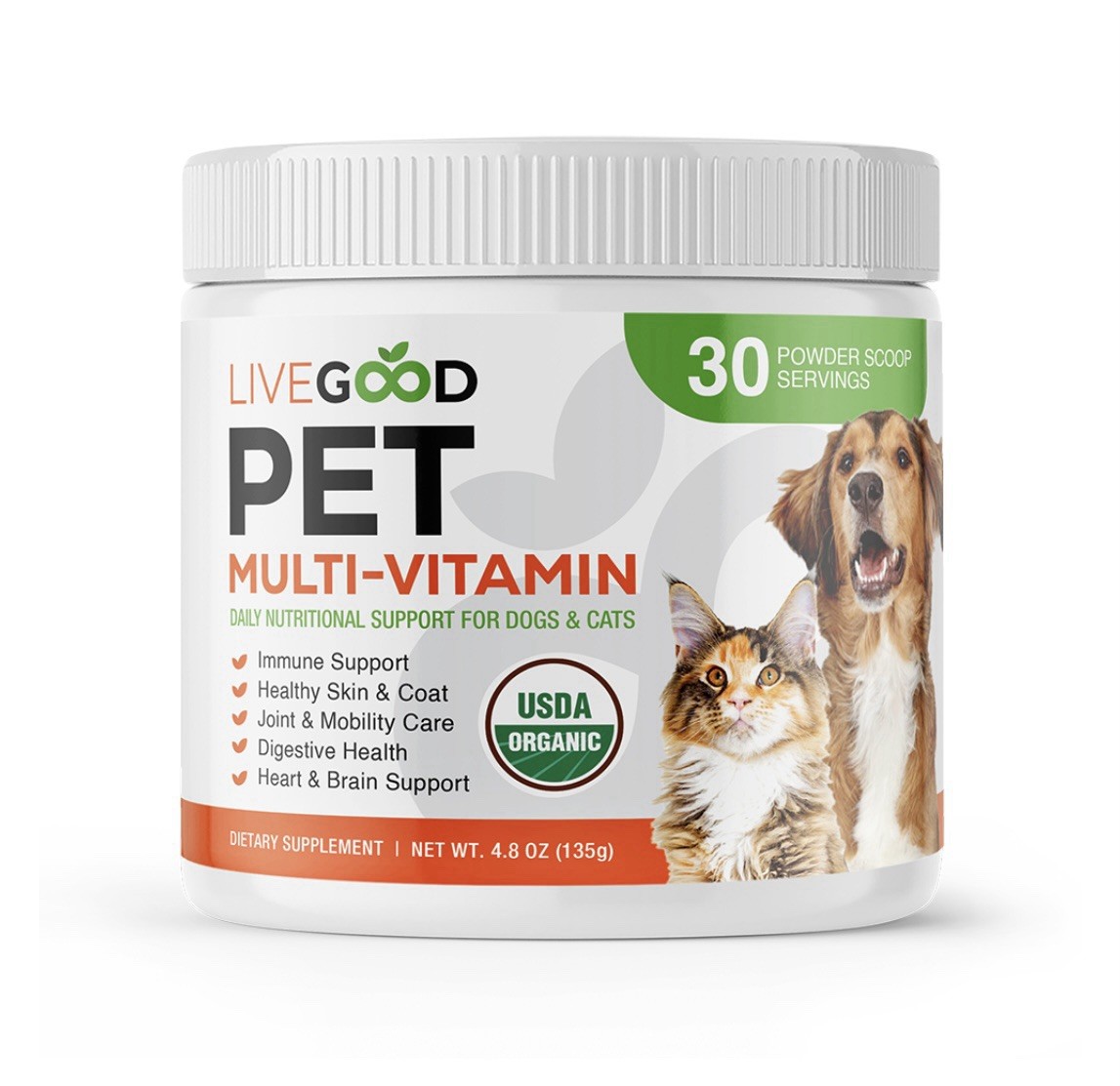 Livegood USDA Certified Organic Pet Multi-Vitamin 4.8oz Cat Dog Healthy Skin Coa
