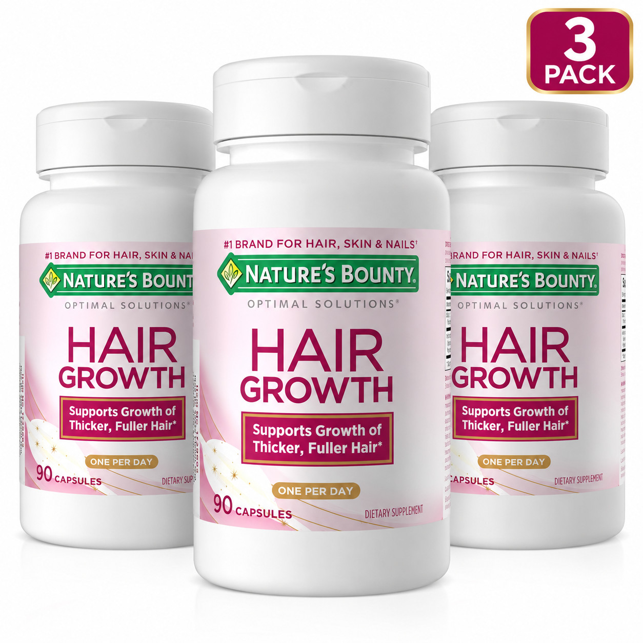 3 Pack Hair Growth Nature Bounty Support – Essential Vitamins 90 Capsules