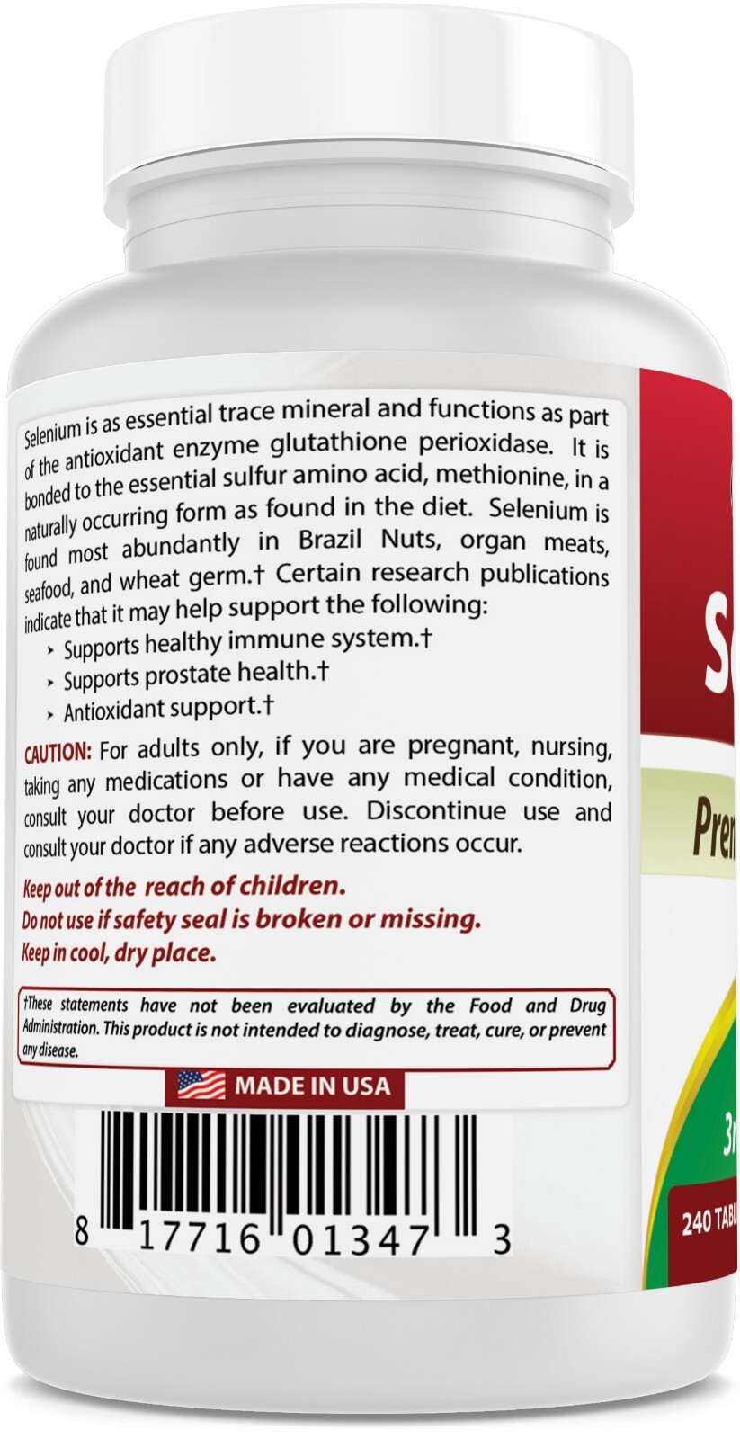 3 Pack Best Naturals Selenium 200 mcg 240 Tablets