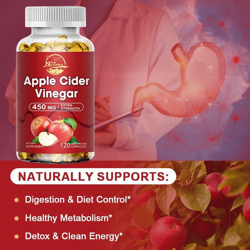 Apple Cider Vinegar Capsules | 2400mg | 120 Count | Non-GMO | by Nature’s Live