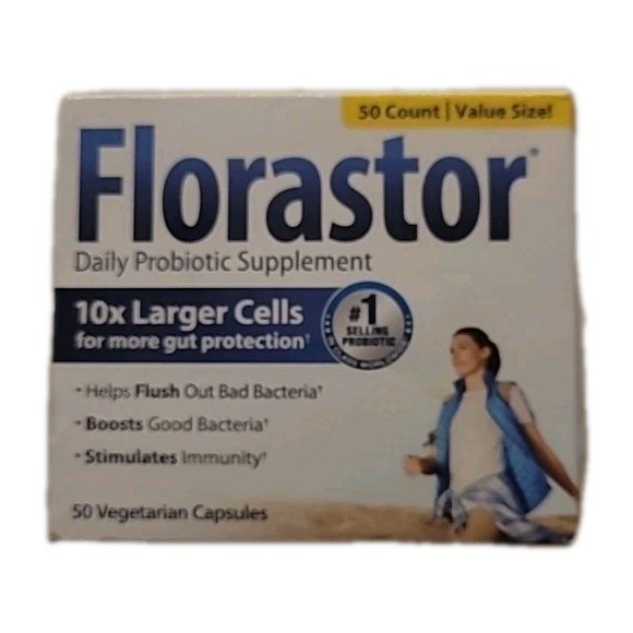 Florastor Dual Action Probiotic Vegetarian Capsules 50 EA