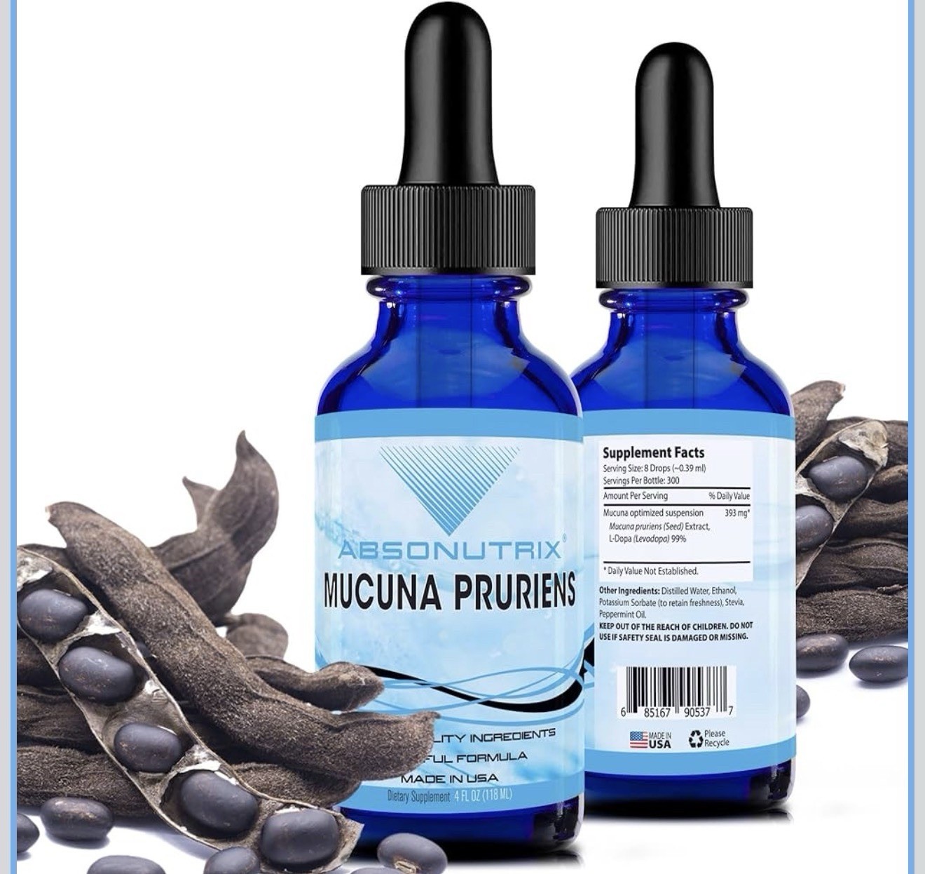 Absonutrix Mucuna Pruriens 393mg, 4 Oz Liquid, 300 Servings Exp 12/26