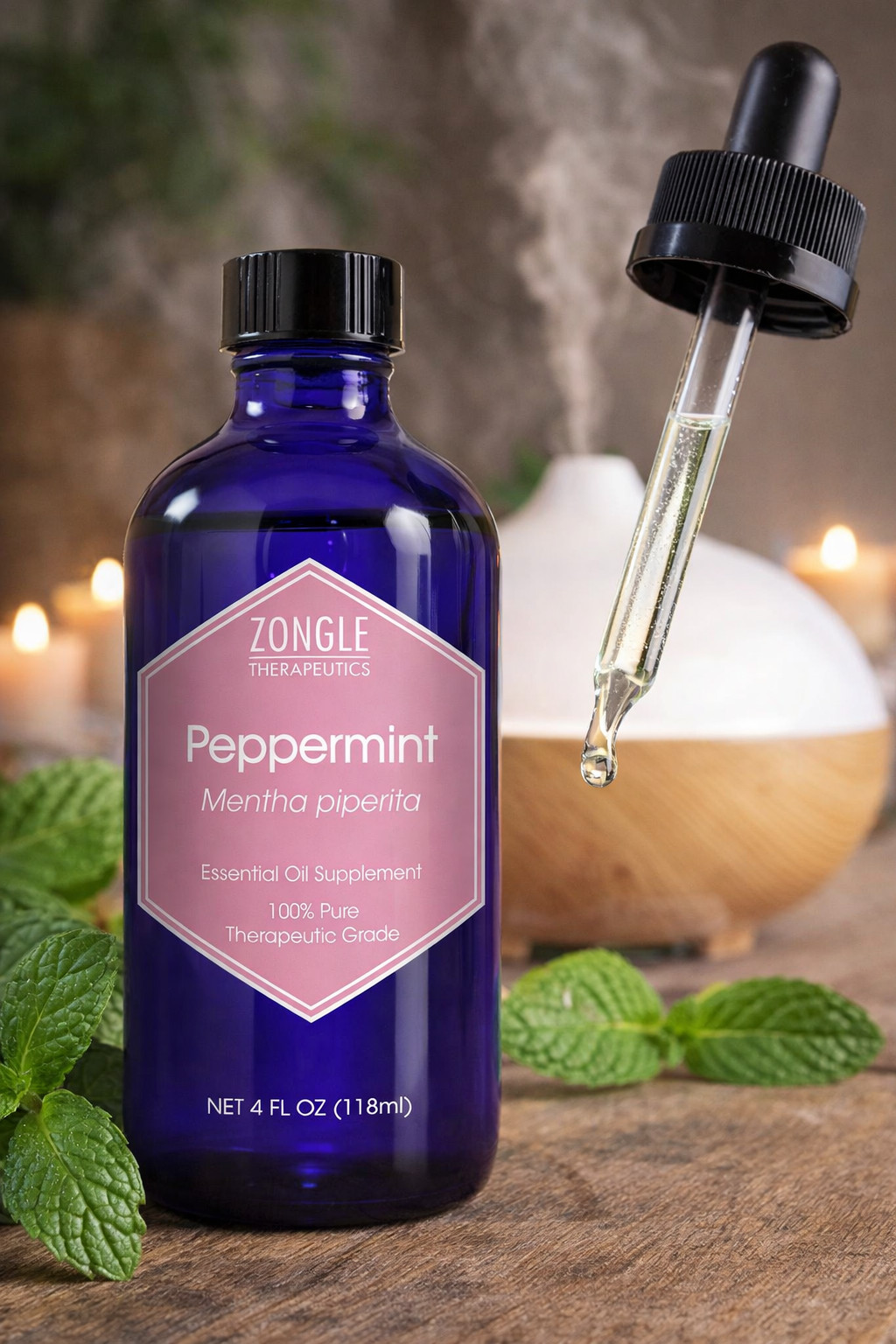 Zongle Therapeutics Peppermint Essential Oil – 100% Pure, 4 oz