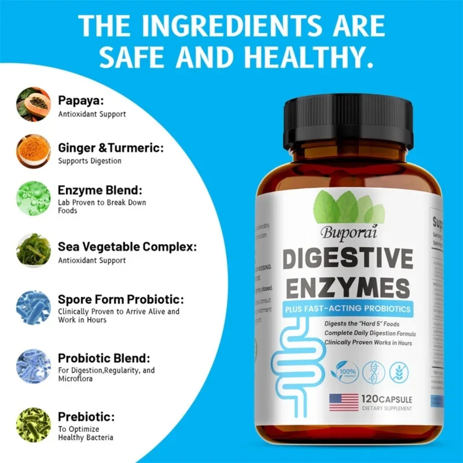 Digestive Enzymes 120pcs – Reduce Bloating, Promote Intestinal &Digestive Health
