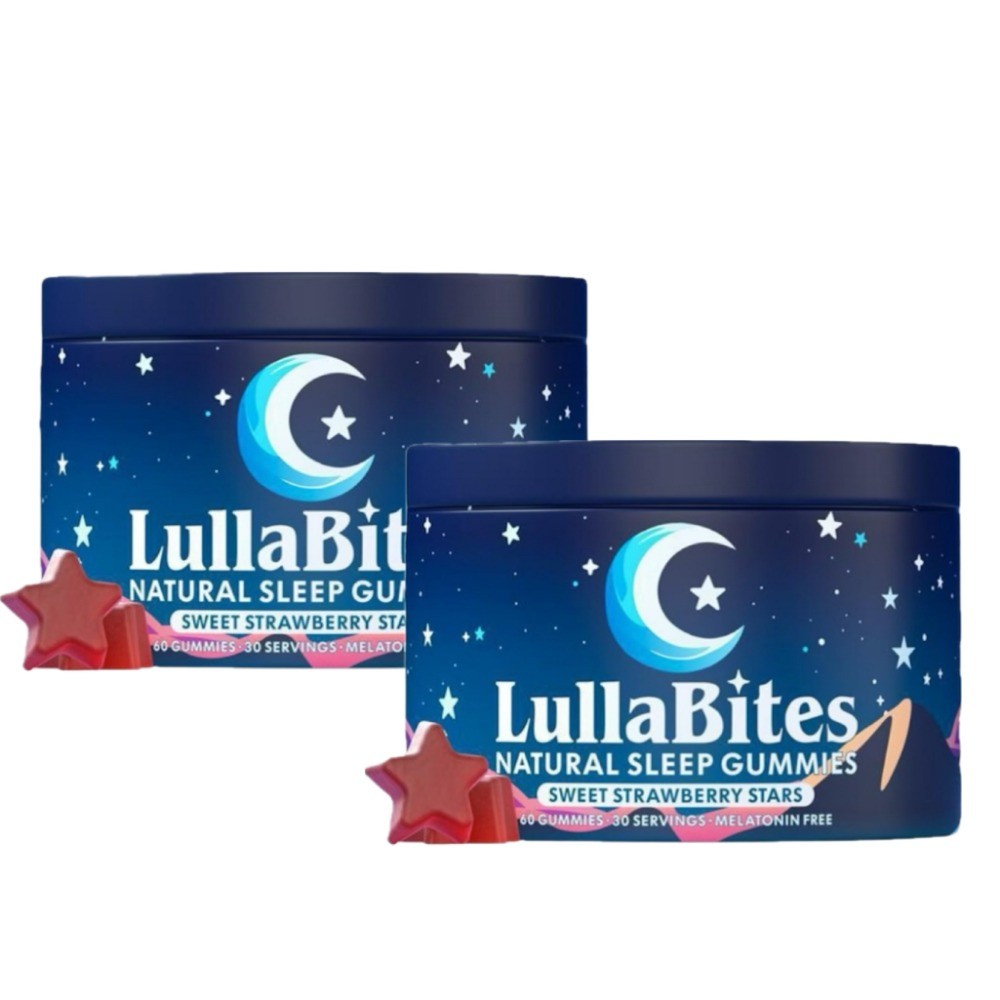2 PACKS–NEW LullaBites Natural Sleep Gummies Strawberry Stars Flavor 60 Gummies