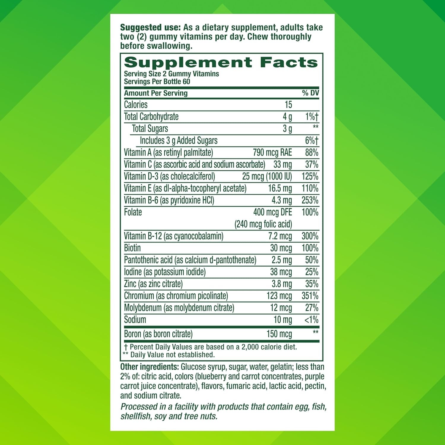 Vitafusion Adult Multivitamin Gummies for Men, Berry Flavored, A, C, D, E, B