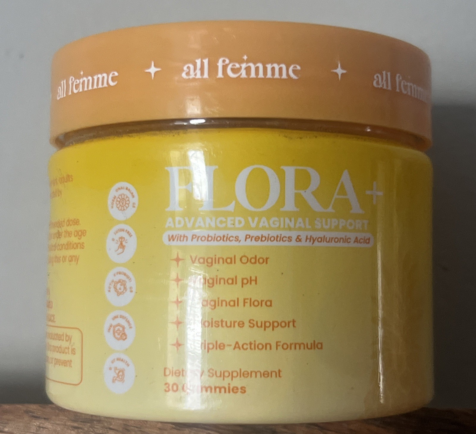 ALLFEMME Flora+ Women’s Vaginal Support 30 Gummies Pineapple Exp 10/27 All Femme
