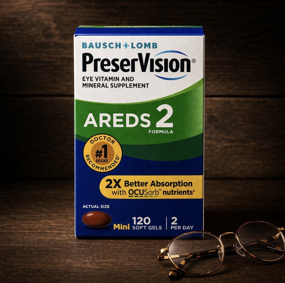 Bausch + Lomb PreserVision AREDS 2 Eye Vitamins 120 Mini Softgels Exp 09/2026