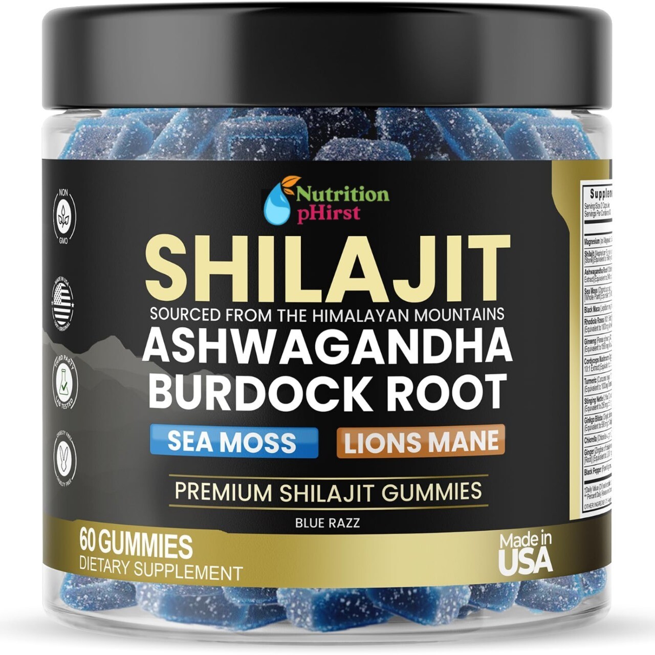 pure Shilajit Gummies 1000Mg, Sea Moss 400Mg, Ashwagandha 1000Mg 105+ Trace M