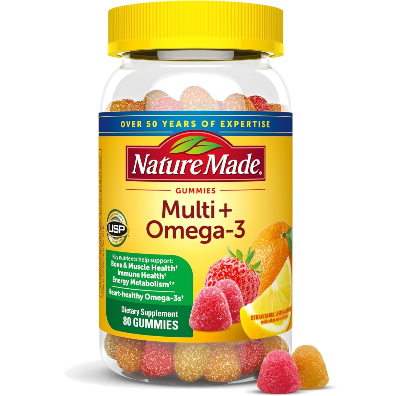 Multivitamin Gummies with Omega-3 for Adults, Immune Support, 80 Count
