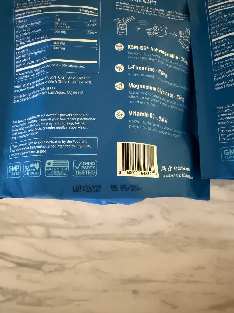 4-Pack Nello Supercalm Powdered Calming Drink Mix Raspberry Lemonade