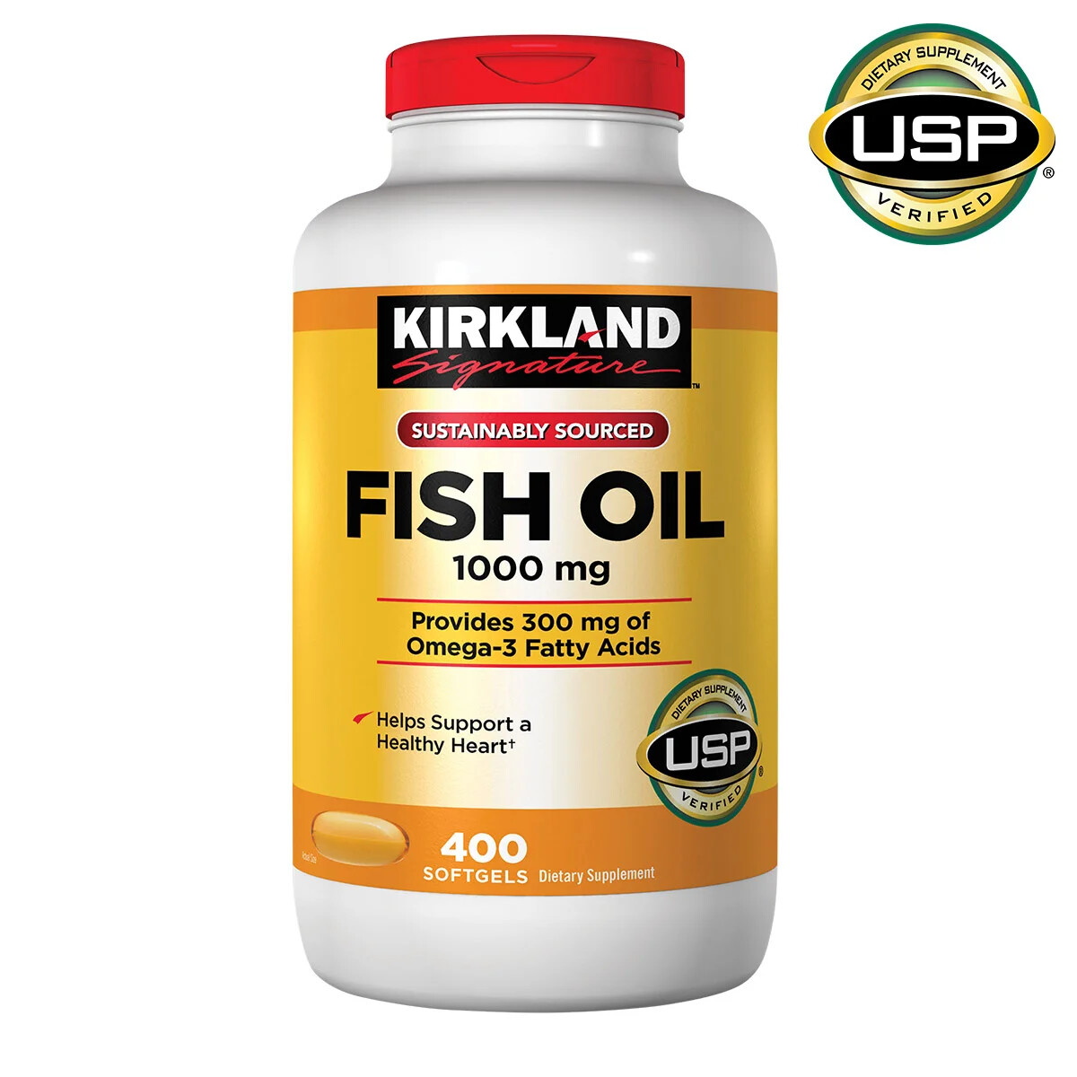 Kirkland Signature Fish Oil 1000 mg., 400 Softgels & 300mg Omega-3 **